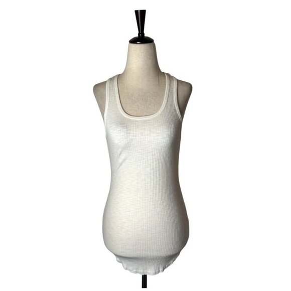 Sundry Tank Top Women XS White Ribbed‎ Sleeveless Racerback Top Athletic Yoga - Picture 1 of 10